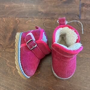 Infant Fashion Boots Faux Suede Pink Purple Winter Sherpa Size 15 / 0-6 Months